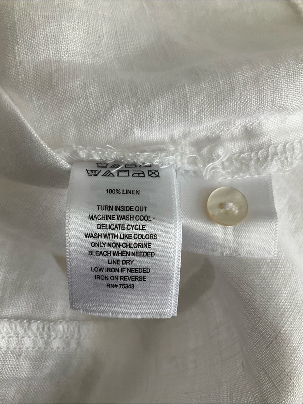 Tahari 2X White Lightweight 100% Linen Button-Down Tunic Shirt - Picture 9 of 9